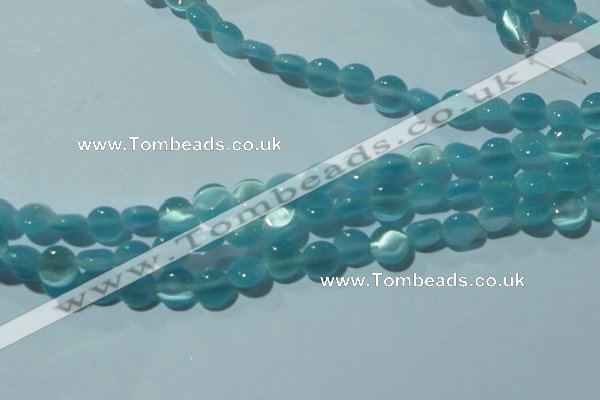 CCT463 15 inches 6mm flat round cats eye beads wholesale