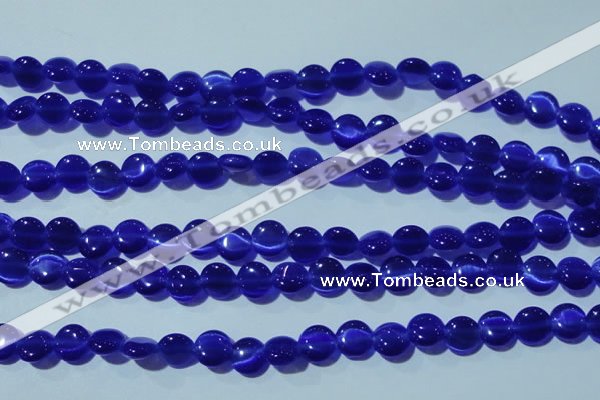 CCT466 15 inches 6mm flat round cats eye beads wholesale