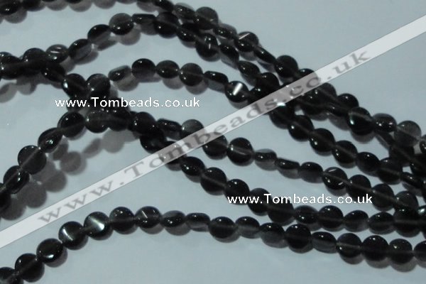 CCT470 15 inches 6mm flat round cats eye beads wholesale