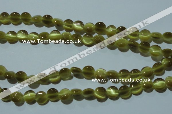 CCT483 15 inches 8mm flat round cats eye beads wholesale