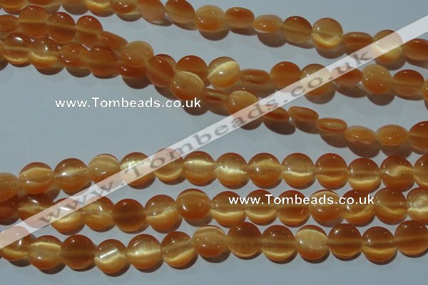 CCT485 15 inches 8mm flat round cats eye beads wholesale