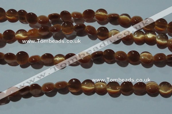 CCT488 15 inches 8mm flat round cats eye beads wholesale