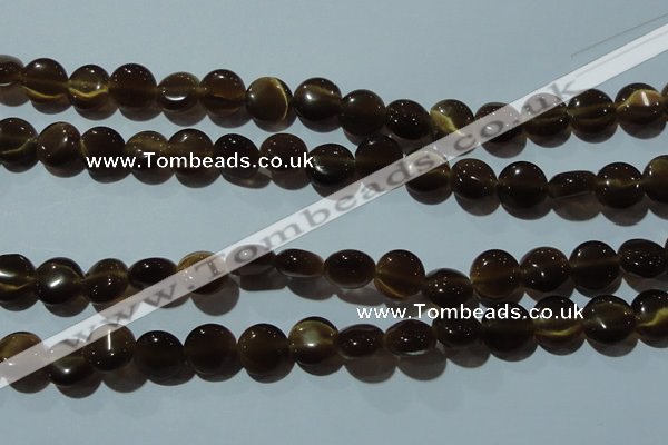 CCT489 15 inches 8mm flat round cats eye beads wholesale