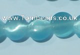 CCT492 15 inches 8mm flat round cats eye beads wholesale