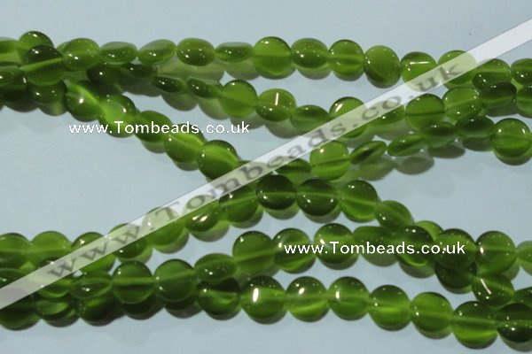 CCT495 15 inches 8mm flat round cats eye beads wholesale