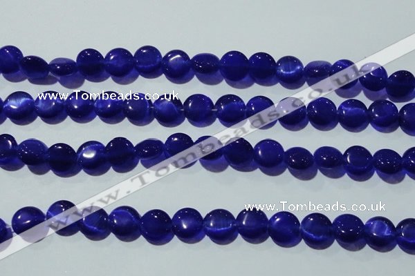 CCT498 15 inches 8mm flat round cats eye beads wholesale