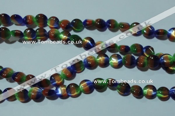 CCT499 15 inches 8mm flat round cats eye beads wholesale