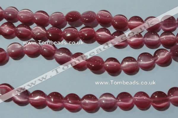 CCT513 15 inches 10mm flat round cats eye beads wholesale