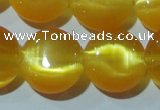 CCT515 15 inches 10mm flat round cats eye beads wholesale