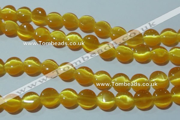 CCT515 15 inches 10mm flat round cats eye beads wholesale