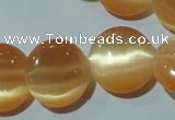 CCT516 15 inches 10mm flat round cats eye beads wholesale