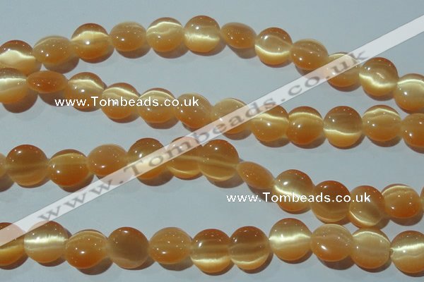 CCT516 15 inches 10mm flat round cats eye beads wholesale