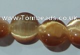 CCT517 15 inches 10mm flat round cats eye beads wholesale