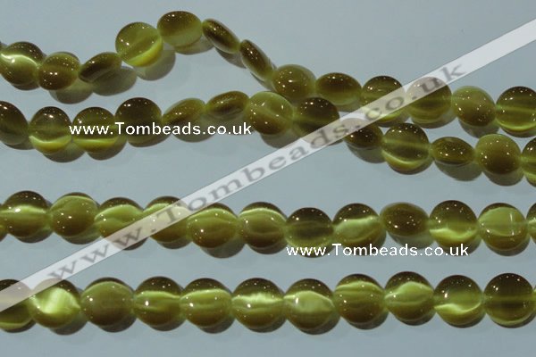 CCT518 15 inches 10mm flat round cats eye beads wholesale