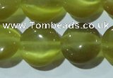 CCT519 15 inches 10mm flat round cats eye beads wholesale