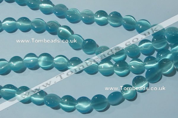 CCT524 15 inches 10mm flat round cats eye beads wholesale