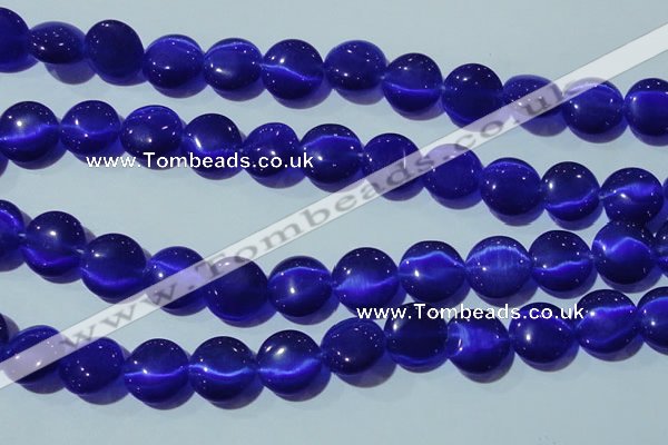 CCT525 15 inches 10mm flat round cats eye beads wholesale