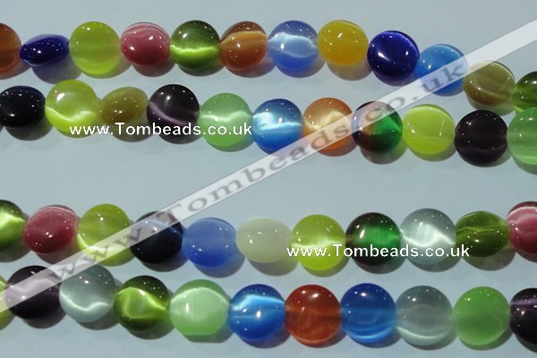 CCT526 15 inches 10mm flat round cats eye beads wholesale