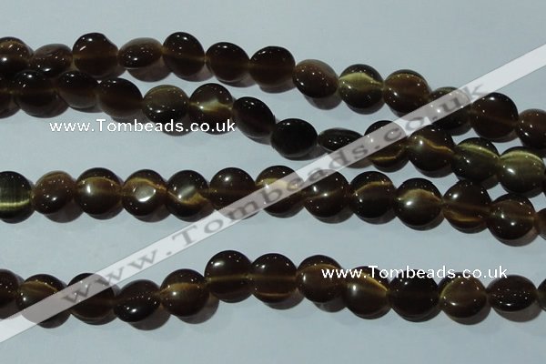 CCT527 15 inches 10mm flat round cats eye beads wholesale