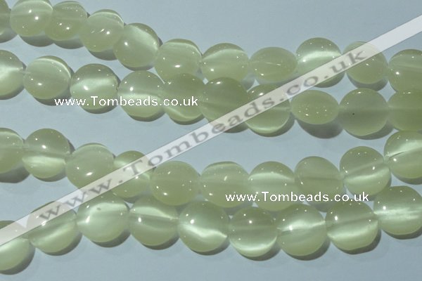 CCT541 15 inches 12mm flat round cats eye beads wholesale
