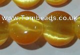 CCT542 15 inches 12mm flat round cats eye beads wholesale