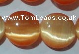 CCT543 15 inches 12mm flat round cats eye beads wholesale