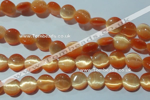 CCT543 15 inches 12mm flat round cats eye beads wholesale