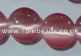 CCT545 15 inches 12mm flat round cats eye beads wholesale