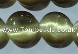 CCT547 15 inches 12mm flat round cats eye beads wholesale