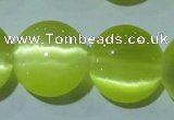 CCT549 15 inches 12mm flat round cats eye beads wholesale