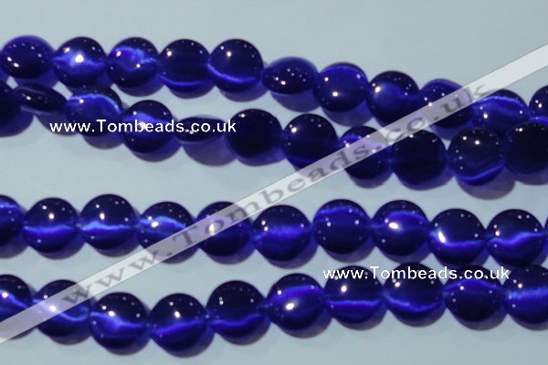 CCT551 15 inches 12mm flat round cats eye beads wholesale