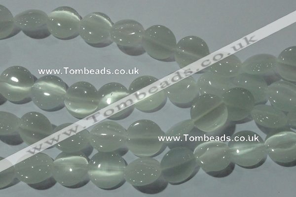 CCT570 15 inches 14mm flat round cats eye beads wholesale