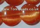 CCT572 15 inches 14mm flat round cats eye beads wholesale