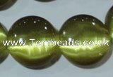 CCT573 15 inches 14mm flat round cats eye beads wholesale