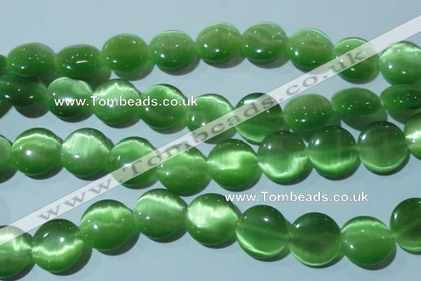CCT575 15 inches 14mm flat round cats eye beads wholesale