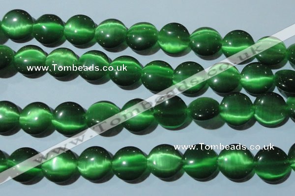 CCT576 15 inches 14mm flat round cats eye beads wholesale
