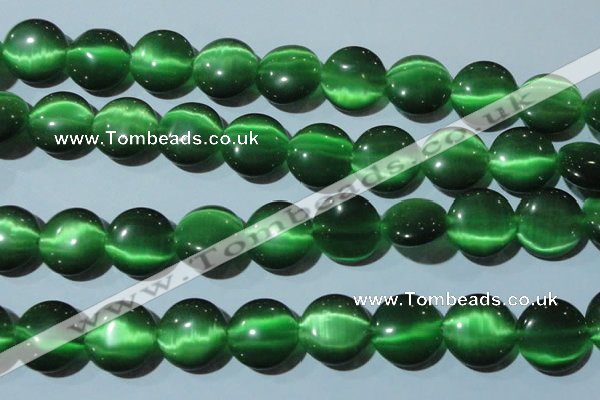 CCT576 15 inches 14mm flat round cats eye beads wholesale