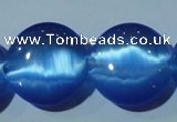 CCT578 15 inches 14mm flat round cats eye beads wholesale