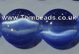 CCT579 15 inches 14mm flat round cats eye beads wholesale