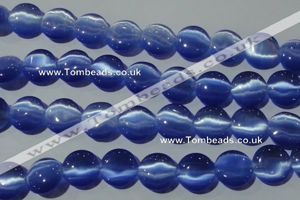 CCT579 15 inches 14mm flat round cats eye beads wholesale