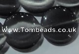 CCT583 15 inches 14mm flat round cats eye beads wholesale