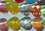 CCT980 15 inches 14*14mm faceted heart cats eye beads wholesale