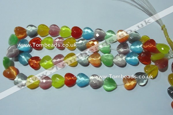 CCT980 15 inches 14*14mm faceted heart cats eye beads wholesale