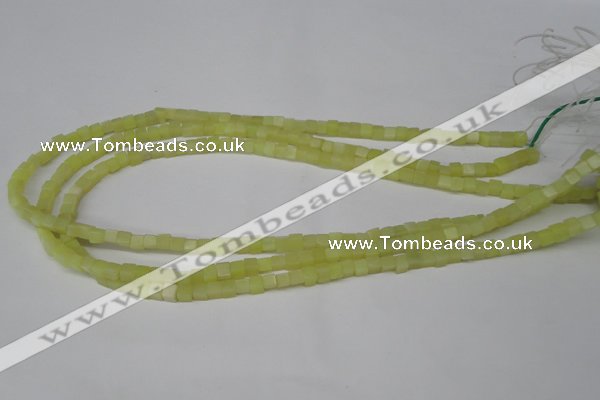 CCU03 15.5 inches 4*4mm cube olive jade beads wholesale