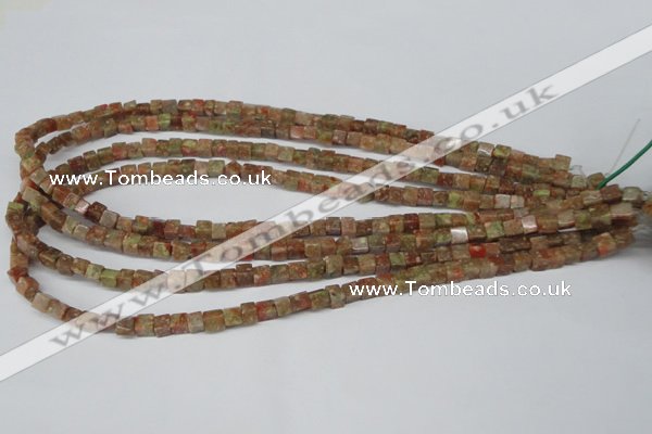 CCU05 15.5 inches 4*4mm cube New unakite beads wholesale