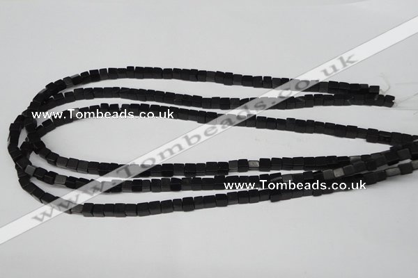 CCU09 15.5 inches 4*4mm cube black agate beads wholesale
