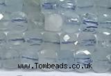 CCU1003 15 inches 4mm faceted cube aquamarine beads