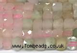 CCU1008 15 inches 4mm faceted cube morganite beads