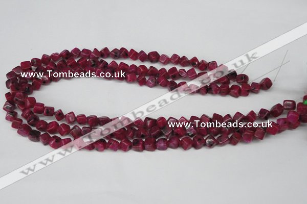 CCU102 15.5 inches 6*6mm cube dyed white jade beads wholesale