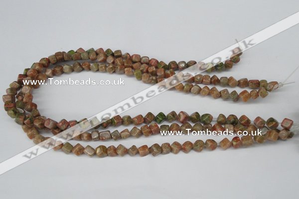 CCU103 15.5 inches 6*6mm cube New unakite beads wholesale